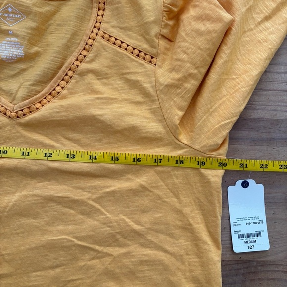 St. John's Bay Yellow 3/4 Sleeve Relaxed Blouse NEW - Picture 6 of 7